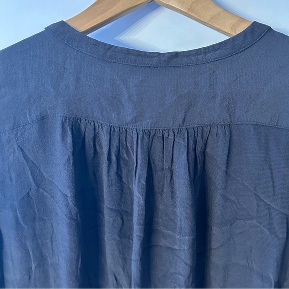 Loft Gray Rayon Romper, L, Long Sleeve, Lace Details, Button Front, Cinch Waist - Picture 6 of 8